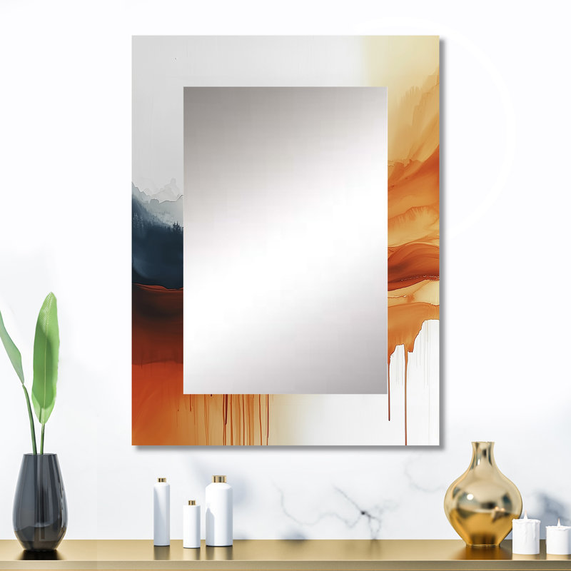 Fading Autumn Mountain Landscape IV - Mountains Decorative Mirror, Traditional Wall Mirror, Printed Metal Art, 32" x 24"