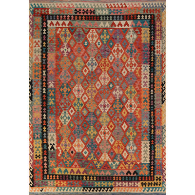 Tapis géométrique en laine réversible 8 x 11