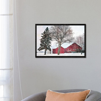 Snowy Barn by Bluebird Barn - Print on Canvas