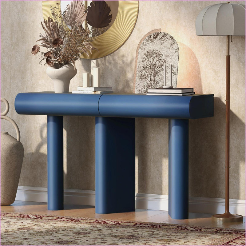 Table basse moderne en U pour le salon, panneau de fibres à densité moyenne ultrabrillant facile à nettoyer, 2 tiroirs incurvés pour le rangement