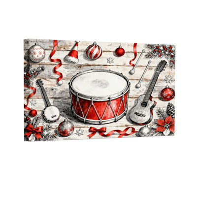 Ensemble de 3 reproductions d'art sur toile, "Christmas Christmas Instruments and Decorations"