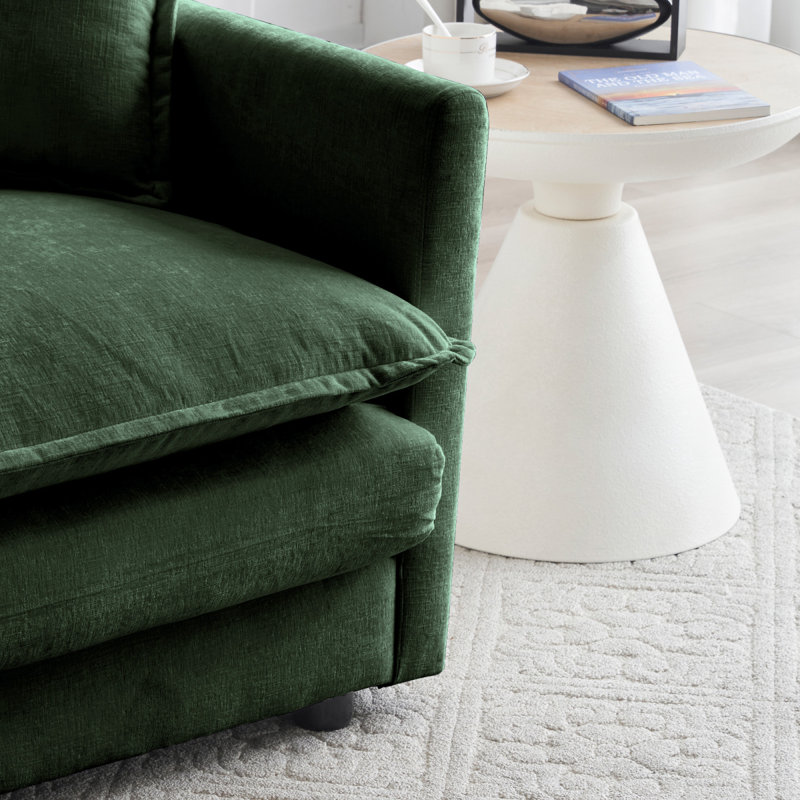 Modern Sofa  Accent Chair With Ottoman, Living Room Club Chair Chenille Upholstered Armchair , Reading Chair For , Chenille