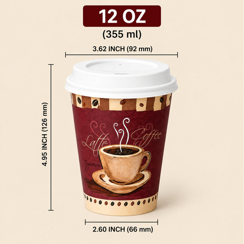 Gobelets en papier 12 oz avec couvercle en dôme blanc, 500