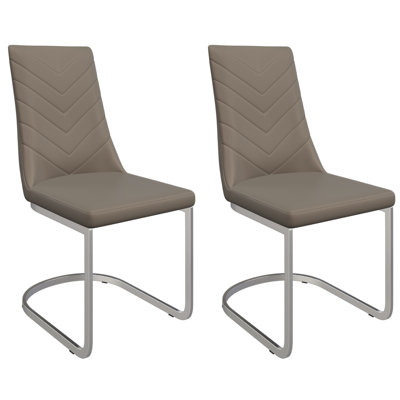 48cm H Foam Padding Upholstered Full Back Side Chair in Taupe
