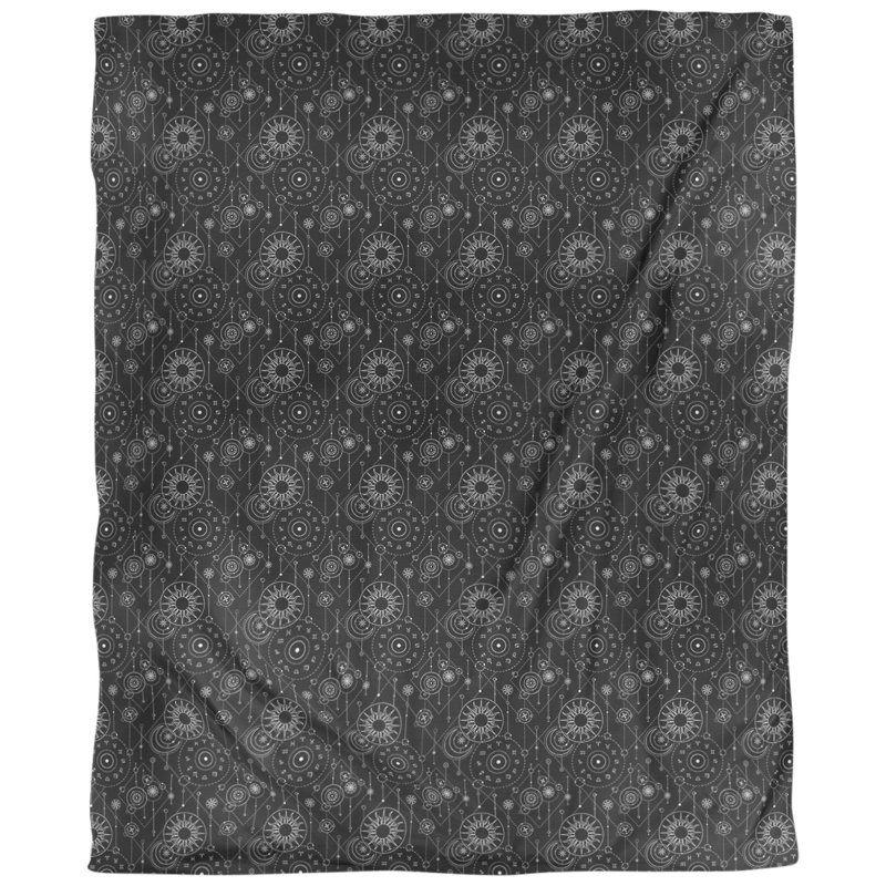 Tissu astrologie, Noir, L 60 po x l 36 po, Polyester filé
