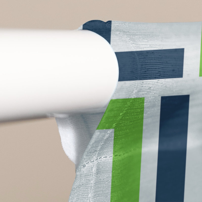 Rideau simple occultant et isolant avec passe-tringle Seattle, Gris loup / bleu marine collège / blanc