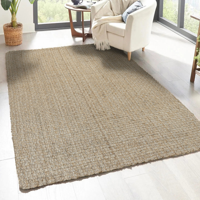 Brodyn Hand Woven Boucle Chunky Jute Ivory Rug, Rectangle 4' x 6'