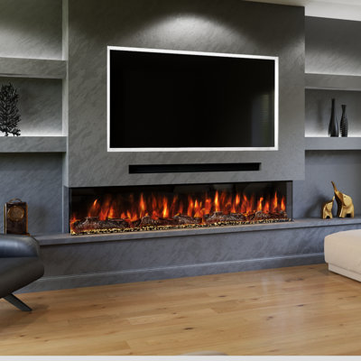 Spectrum Series 3-Sided Panoramic Electric Fireplace | TV Media Wall Compatible | Multiple Sizes Available