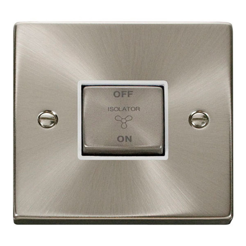 Satin / Brushed Chrome 10A 1 Gang Ingot 3 Pole Fan Isolation Switch