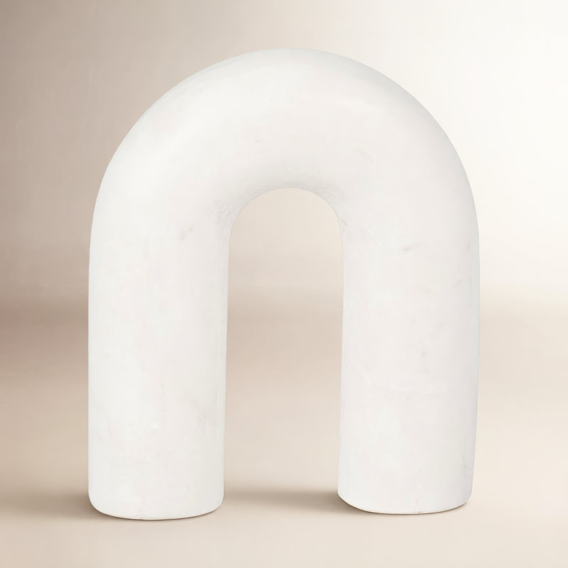 Rounded Horseshoe Marble Sculpture, 6" H x 5" W x 2" D
