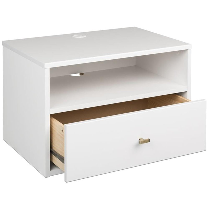 Ailee-May 1 - Table de chevet blanche à tiroir, Blanc, Individuel