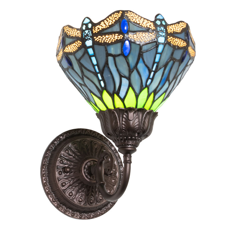 1 - Light Armed Sconce, Blue/Green/Beige