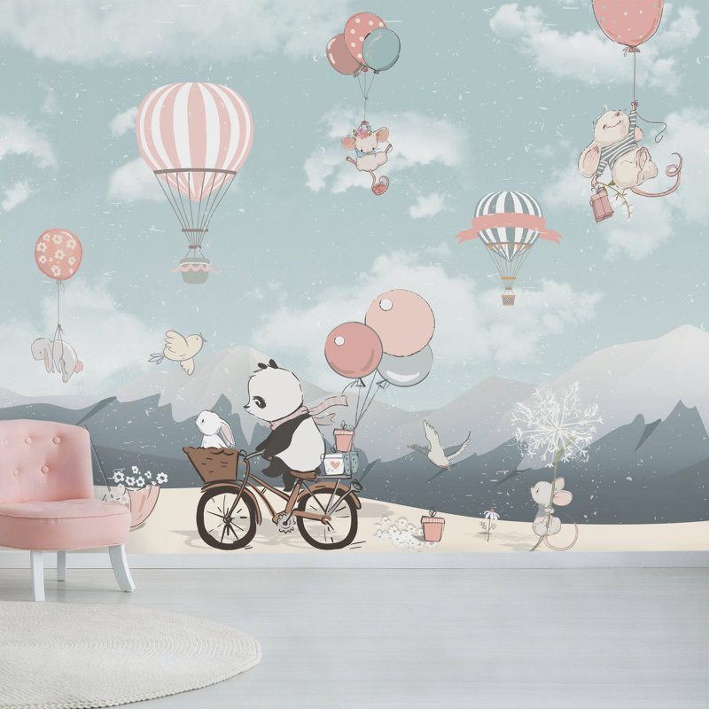 Papier peint amovible mignon pour enfants, L 105,96 po x l 187 po