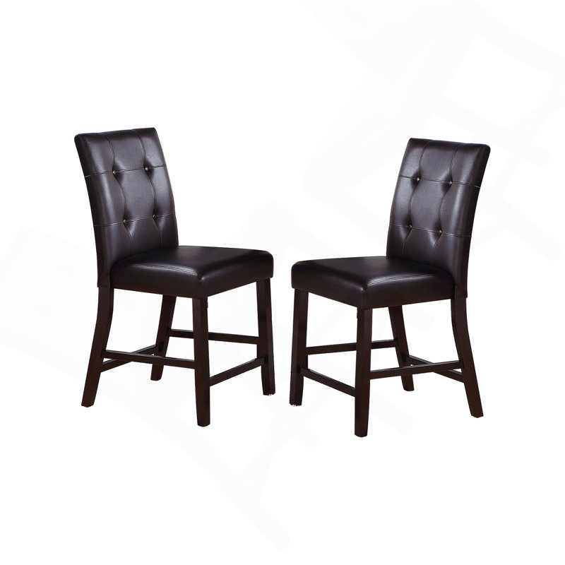 Ensemble de 2 chaises à hauteur de comptoir rembourrées Leroux, finition espresso