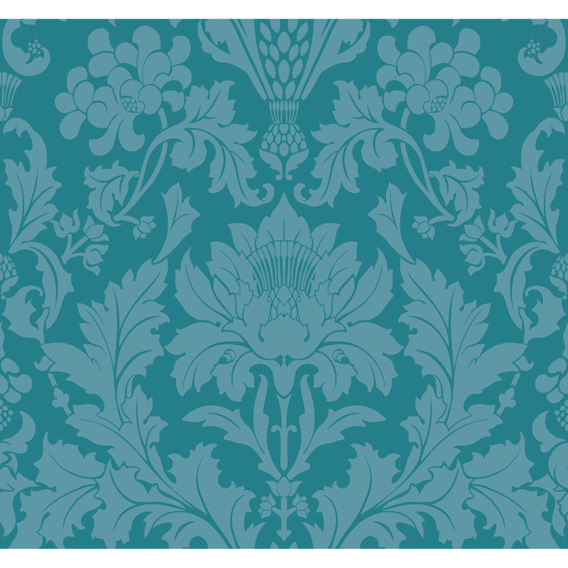 Mariinsky Fonteyn Damask Wallpaper Roll, Teal