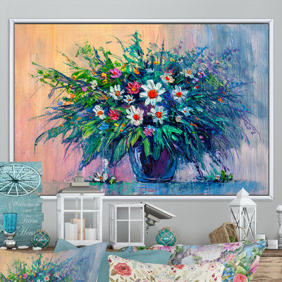 «Abstract Green Marguerite Flowers», reproduction sur toile flottante