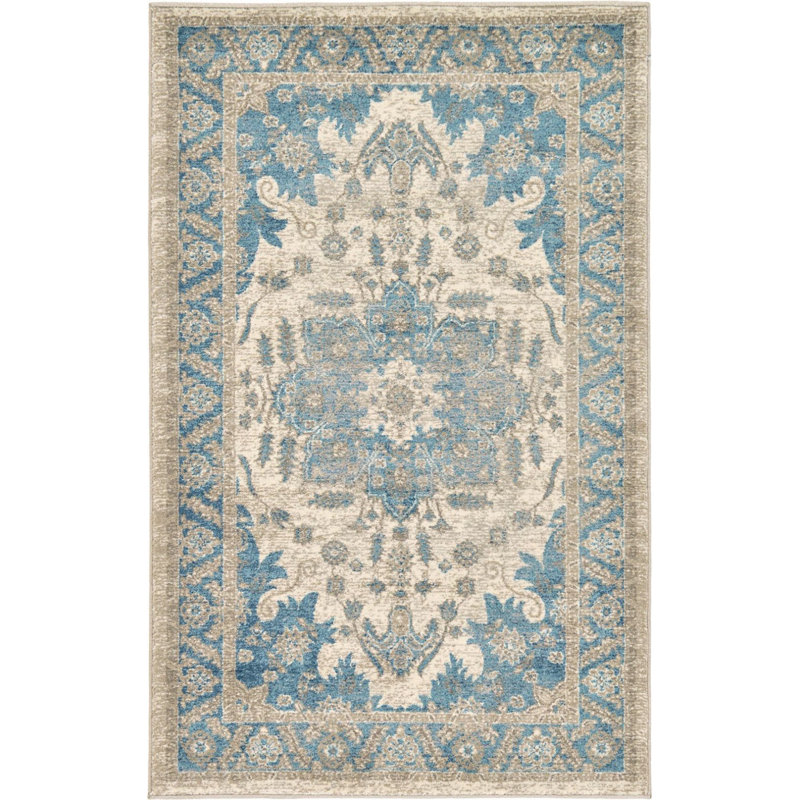 Tapis oriental bleu / beige Linz, Rectangle 2 pi x 3 pi