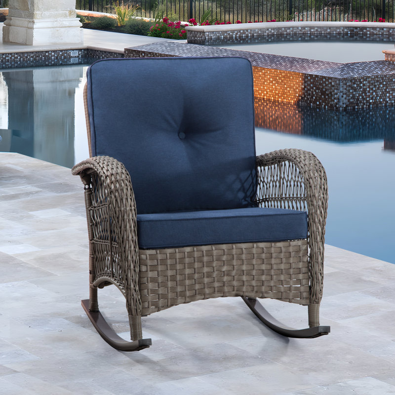 Chaise de patio avec coussins Mevlude, Bleu