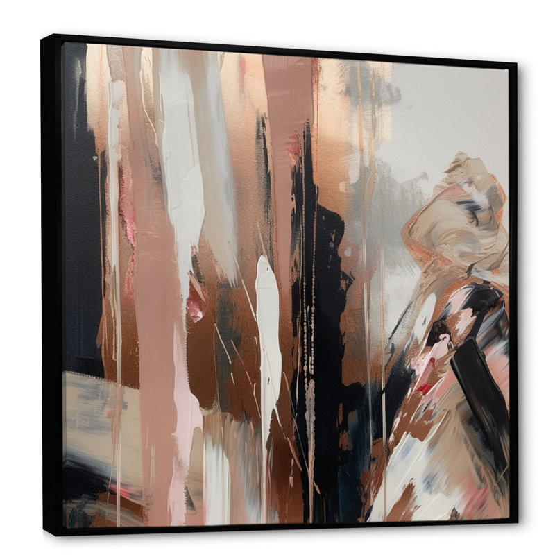 «Brown and Black Beyond Boundaries I», art abstrait encadré, Cadre flottant noir, L 36 po x H 36 po