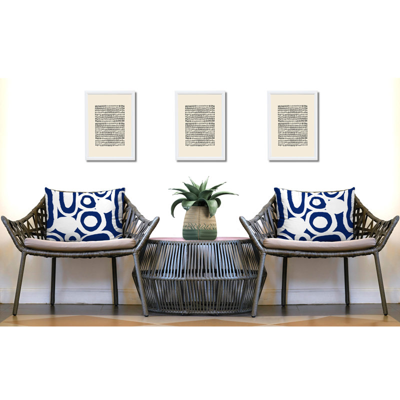 Ensemble de 2 coussins réversibles intérieur / extérieur Otto Tribal, 25x18, Navy Blue