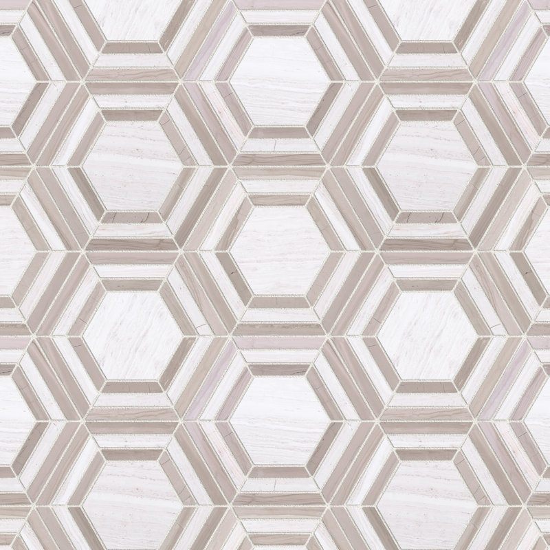 Interspace Natural Stone Honeycomb Marble Look Mosaic Wall Tile, Beige
