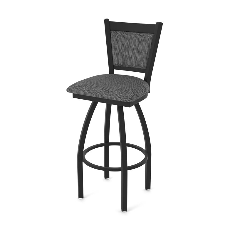 Tabouret pivotant Hadleigh, Noir froissé, Tabouret de bar (siège d'une hauteur de 36 po), Tissu - charbon graphique