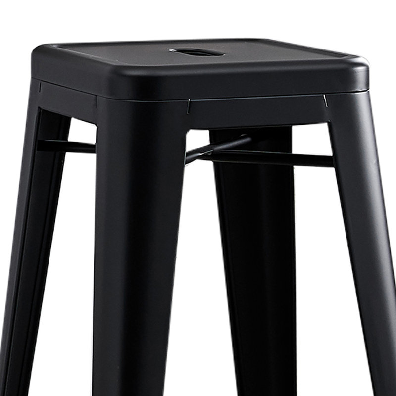 Tabouret de bar et de comptoir en métal de style champêtre rustique Kendraya, Noir mat, Noir mat