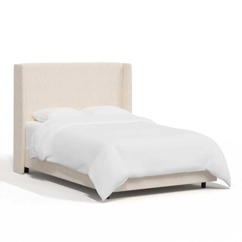 Lit tapissier Tilly, Très grand, Lin classique talc