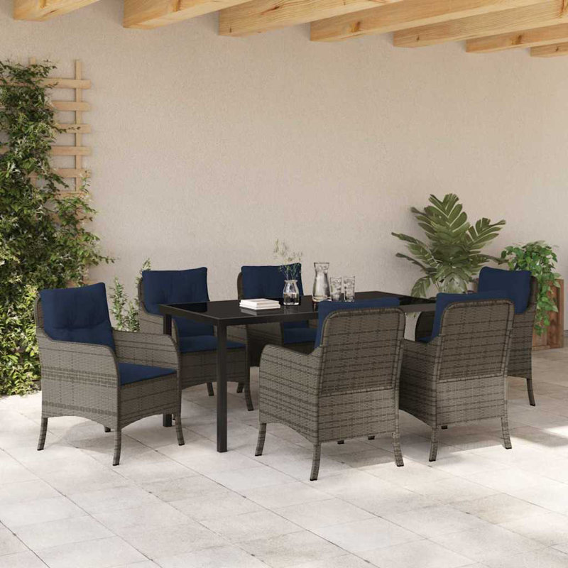 6 - Person Patio Dining Set with Rectangular Table, 73cm H x 160cm W x 80cm D
