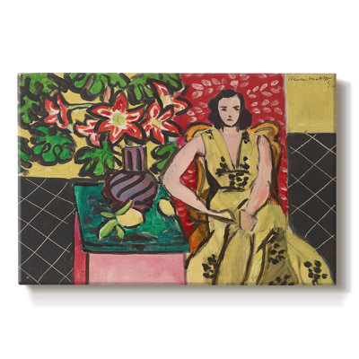 Femme dans une robe jaune avec Amaryllis-Henri Matisse-Toile tendue avec châssis-1941