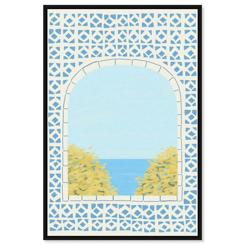 Mediterranean Window II Print by Oliver Gal, 16"H x 11"W, Black Floater Frame