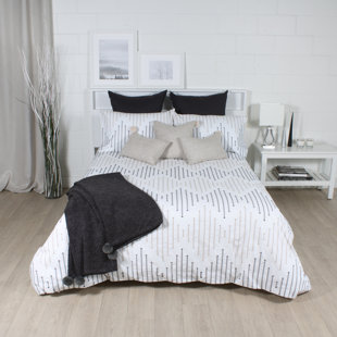 Ensemble de housse de couette 3 pièces beige / gris anthracite / blanc