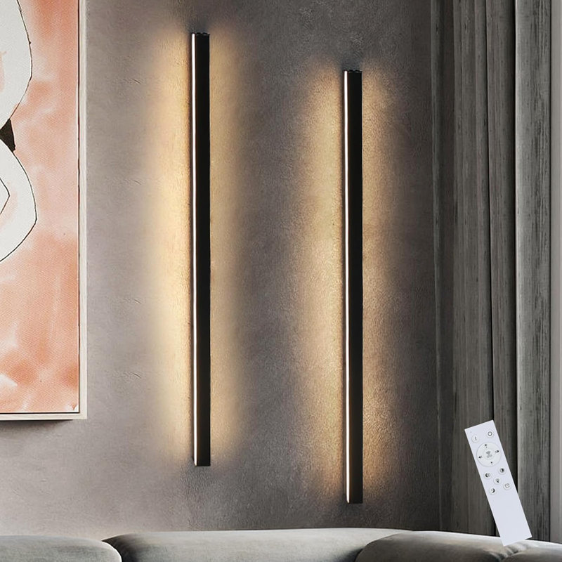 LED wall light, dimmable, modern black, 100cm