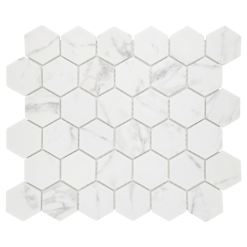 Carreau de mosaïque en verre 11,7 po x 10,2 po, Blanc