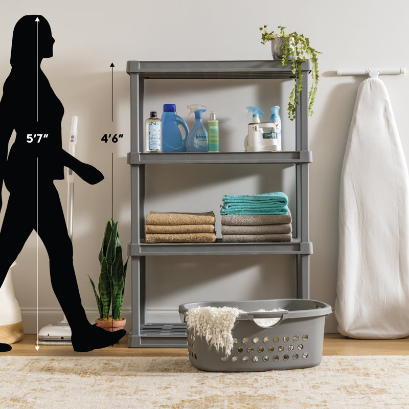 Grande étagère de rangement en plastique à 4 niveaux IRIS, gris (l 18 po x H 56 po x P 36 po) , H 56 po x l 18 po x P 36 po