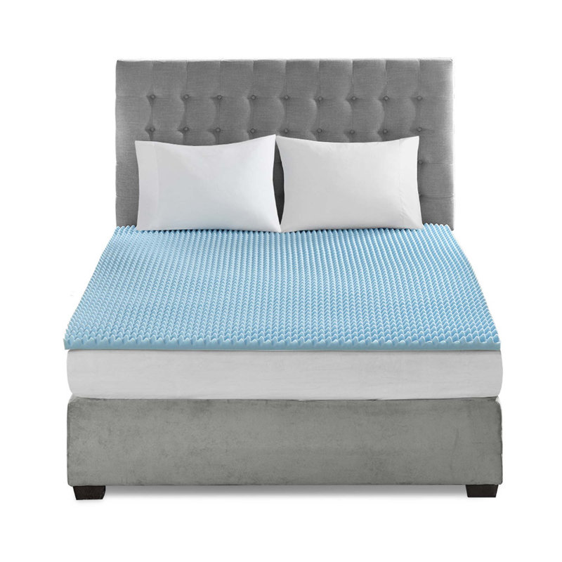 All Season Reversible Hypoallergenic Cooling Blue Mattress Topper For Enhanced Comfort And Temperature Control, Twin, 1.5"