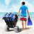 Beach Dolly with Big Wheels for Sand, 29.9" x 15.4" Cargo Deck, w/ 12" Balloon Wheels, 165LBS Loading Capacity Folding Sand Cart & 27" to 44.7" Adjustable Height, Heavy-Duty Cart for Beach