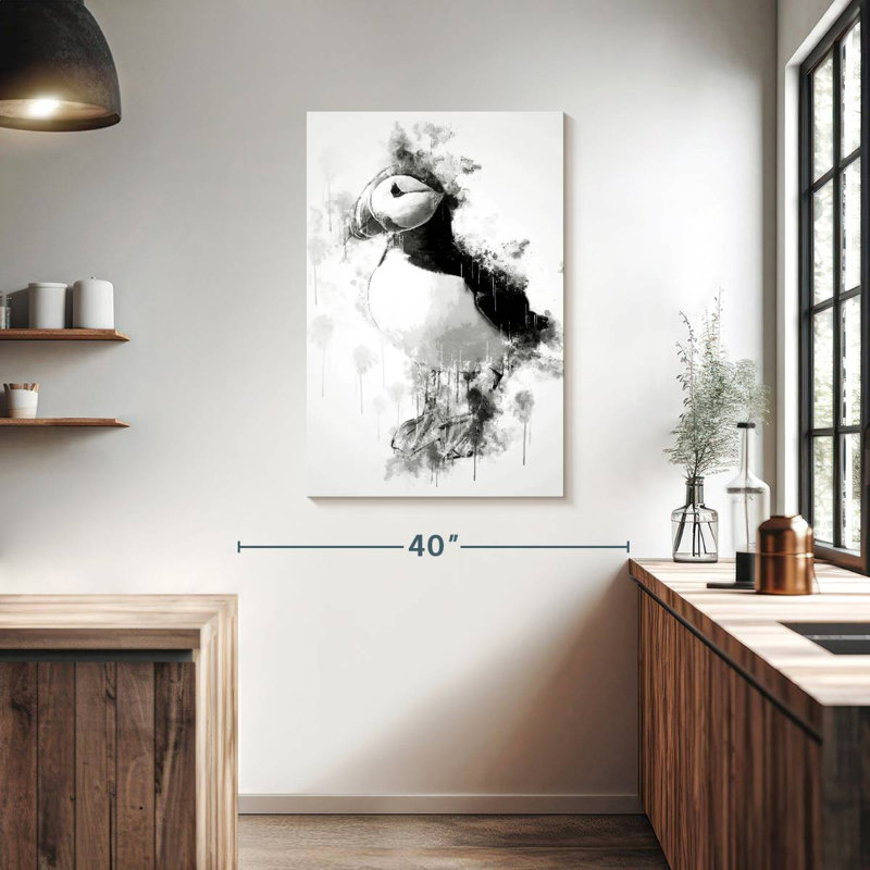 Macareux moine brun et noir, H 39 po x l 26 po