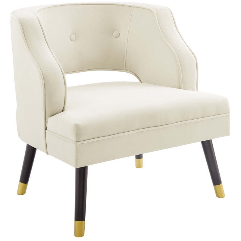 Carson Carrington Taktsberget Velvet Armchair by Modway, Ivory