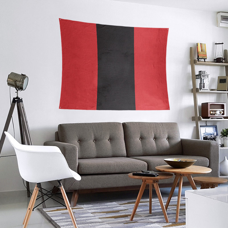 Tapisserie en polyester Carolina, H 51 po x l 60 po, Rouge / noir / rouge