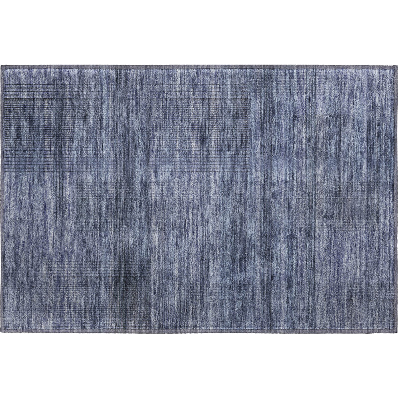 Premium Machine Washable Prisco Navy Rug, Rectangle 1'8" x 2'6"