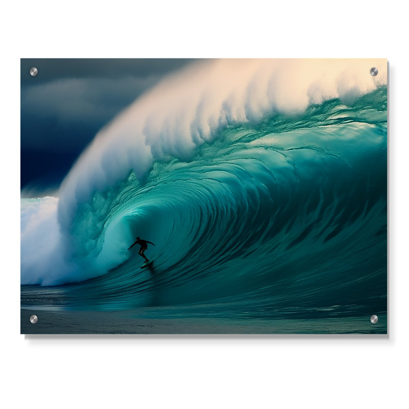 Hawaiian Waves Surf Dream I - Hawaii, art mural acrylique sur verre, H 16 po x l 32 po