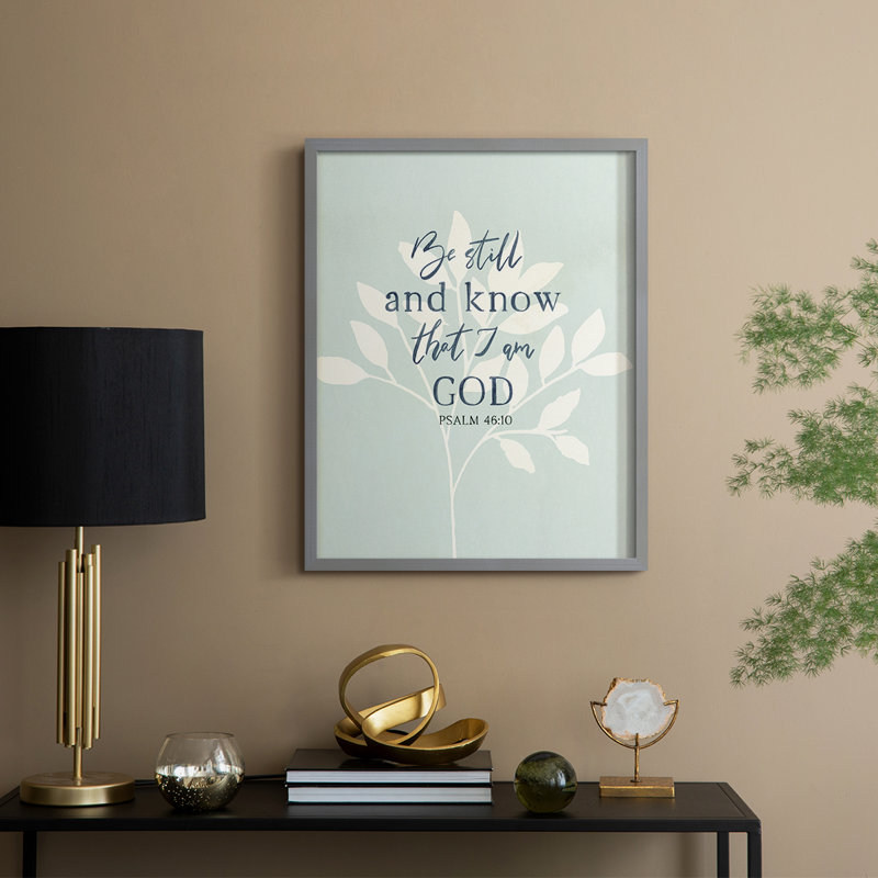 «Be Still», reproduction encadrée - bois massif, H 30 po x l 24 po, Gris