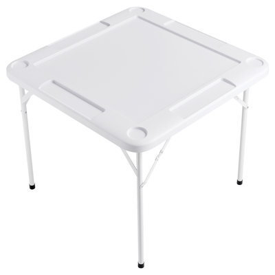 Mahjong Table 4 Player Folding Card Table & 4 Cup Holders Chip Trays White