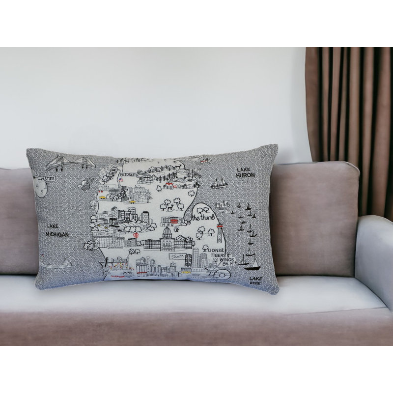Coussin lombaire 24 po Minneapolis, Blanc / gris