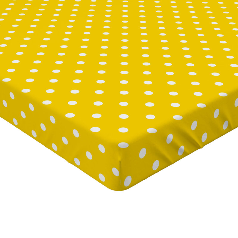 Drap-housse Ambesonne, paquet de 2, Drap-housse de taille simple, Jaune / pois blancs