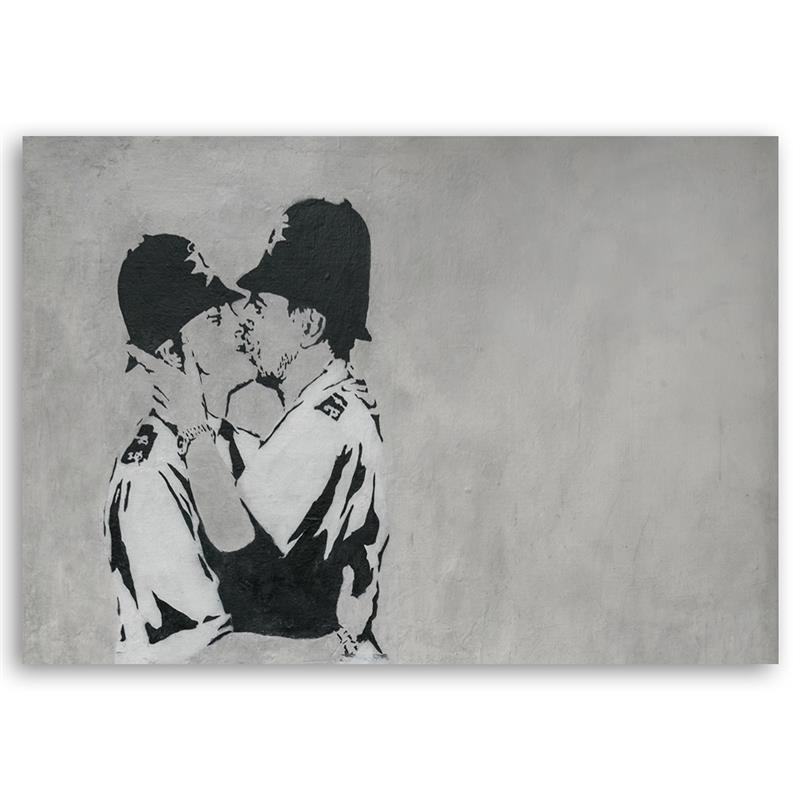 Leinwandbild Kissing Policemen von Banksy