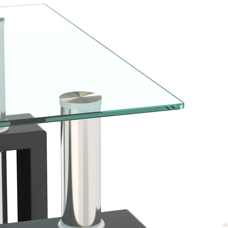 Table basse en verre trempé 1 pièce, Transparent, Noir, 1