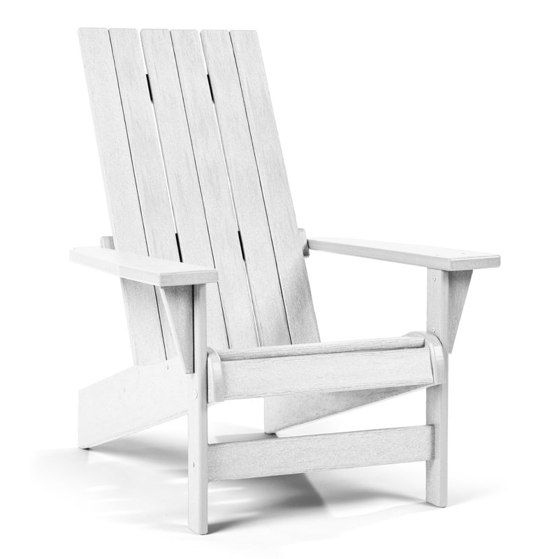 White Weatherproof Resin Adirondack Chair with Wide Arms