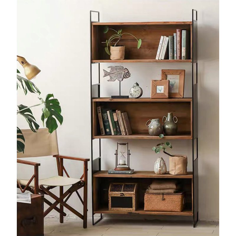 Bibliothèque échelle industrielle en bois rustique et métal
